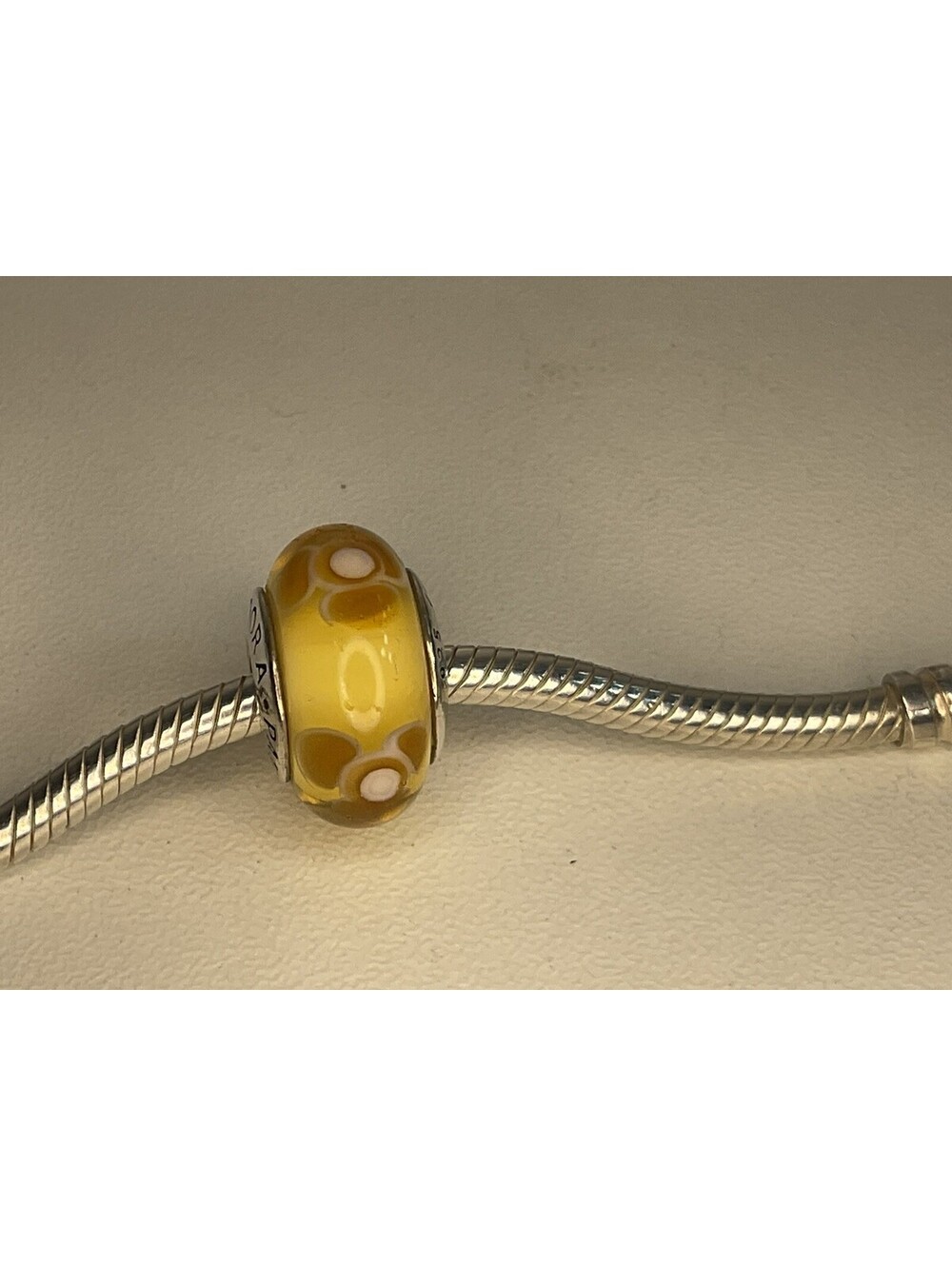 Pandora Flowers For you Yellow Murano Glass Charm Retired